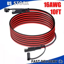 10ft SAE To SAE Battery Cable 16AWG Tender Terminal Connector Extension Cord USA