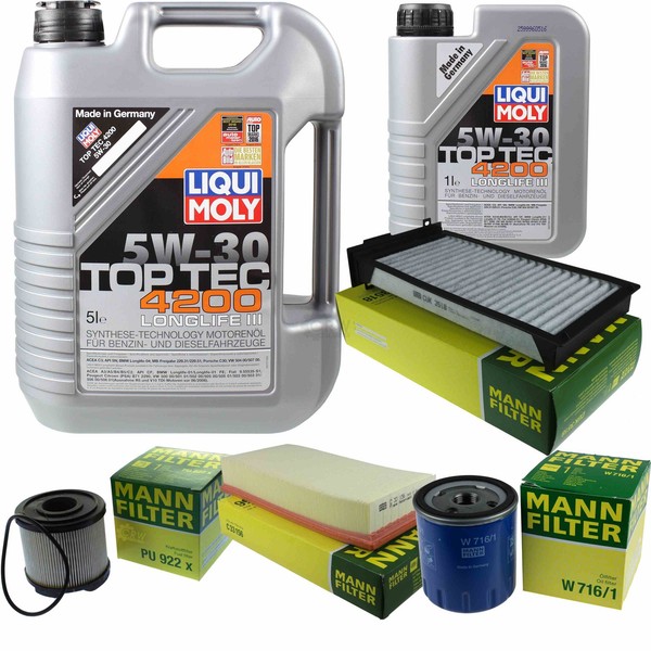 Mann Inspektionspaket 6L Liqui Moly Top Tec 5W-30 FüR CitroëN C5 I Break 2.2 Hdi-image