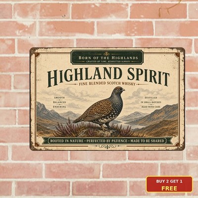 Famous Grouse Whiskey Inspired Tin Sign Retro Bar Pub Wall Decor