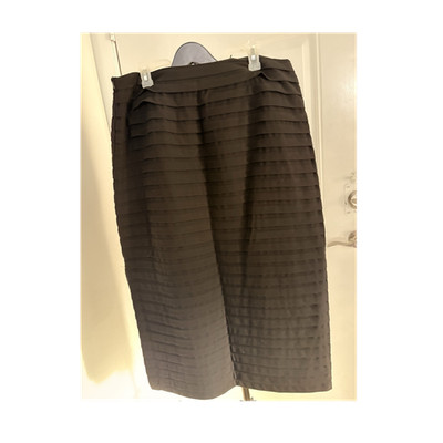 Cato Black Solid Straight Pencil Knee Skirt Pleated Accent Plus Size 16W