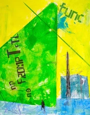 Original Art Mixed Media Colalge 11x14 on Art Paper. 'Grid Overload'