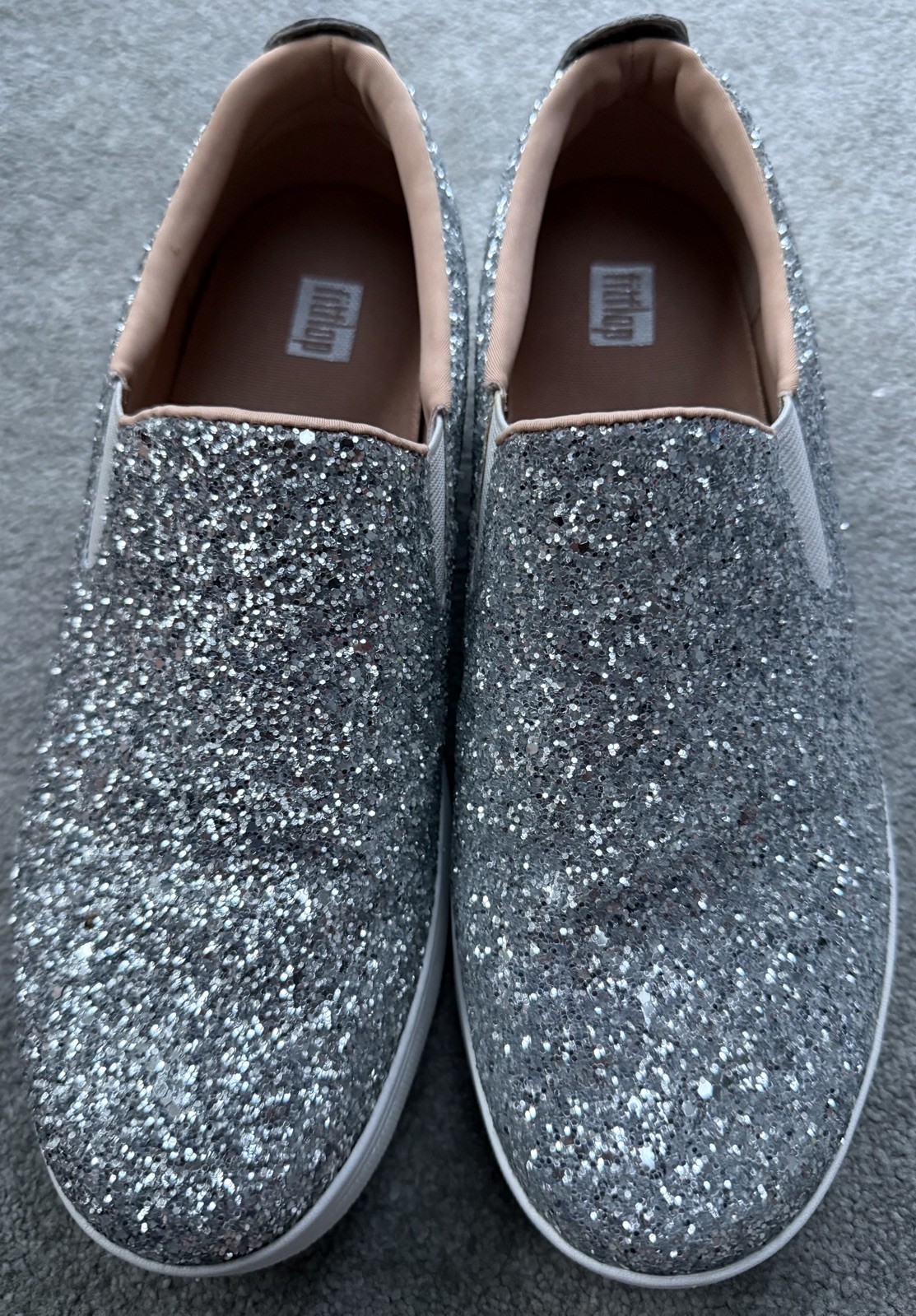 APL Sneakers Fitflop Sarnia Skate Slip On Argento Glitter Taglia 6 5