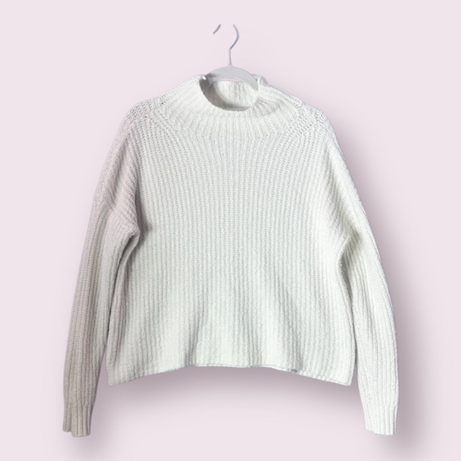 Anthropologie White Mock Neck Sweater Size Small