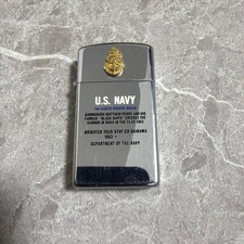 Zippo US Navy Perry Black Ship 1984 Slim Collectible