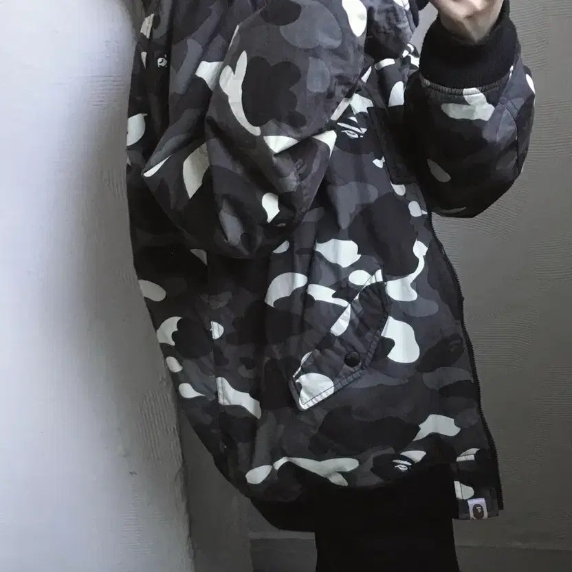 Bape Black Camo Bomber Jacket XL Men thumbnail 5