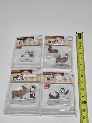 Lemax Holiday Accessories Lot of 4: Snowman, Animals, Deer Figures OOP NEW