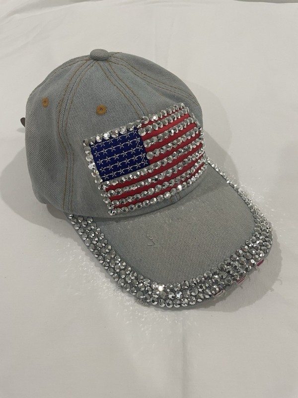 USA hat cap American Flag Women’s Rhinestone Bling