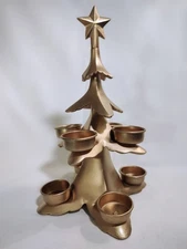  Vintage Large Original  Silver Metal Christmas Tree Ball 8 Candle Holder