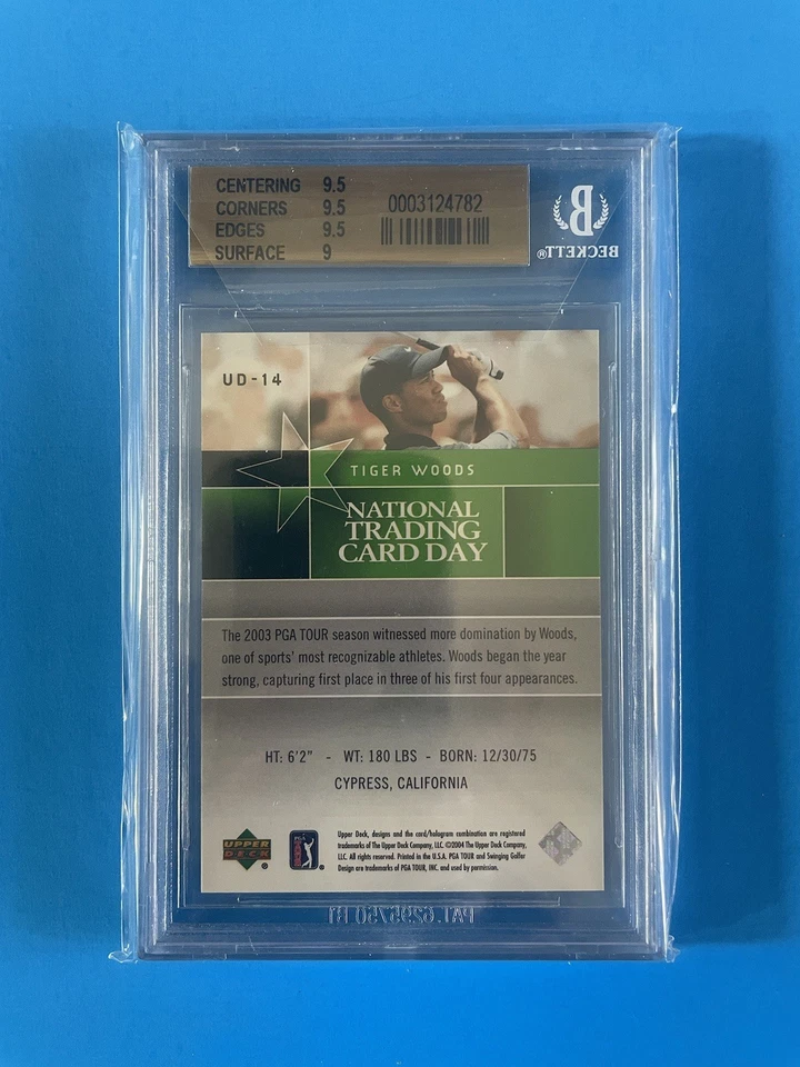 TIGER WOODS 2004 UPPER DECK NATIONAL TRADING CARD DAY #UD-14 BGS 9.5 GEM MINT  - Image 2 of 2