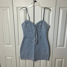 Pretty Little Thing Light Blue Corset Panel Denim Mini Dress NWT Size 6