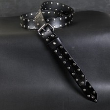 Studded Leather Guitar Strap. Slim 1.5  Wide. Heavy Metal style. Black