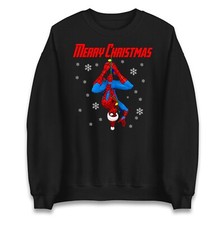 Image of Merry Christmas Spiderman Snowflake Sweatshirt,Superhero Holiday Xmas Jumper