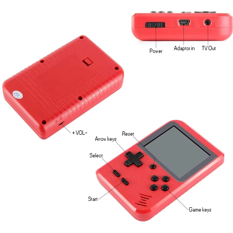 Red Mini Retro Video Game Console 500 Games Portable