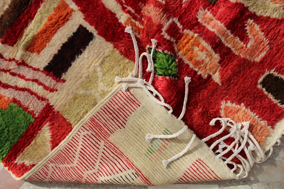 Alfombra marroquí hecha a mano 4x6, alfombra bereber colores, alfombra boho colorida, alfombra boujaad Foto 3 de 4