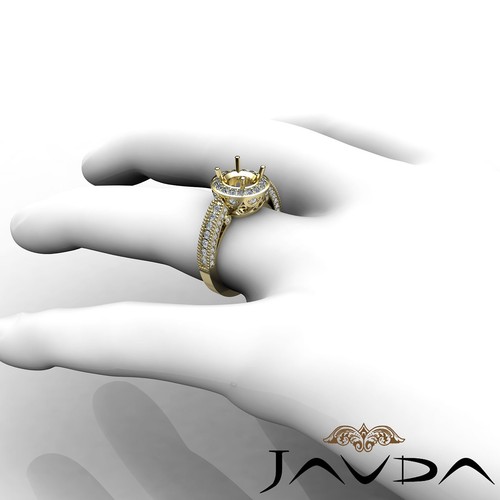 Diamond Engagement Halo Pave Milgrain Ring 18k Yellow Gold Round Semi Mount 1Ctw - Picture 5 of 6