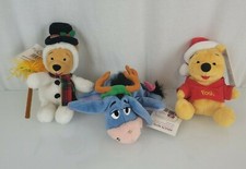 Disney Store Mini Bean Bag Mattel Winnie the Pooh Eeyore Xmas Plush Santa Deer