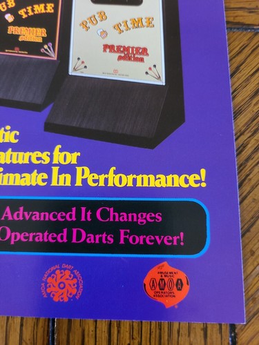 Vintage ORIGINAL Pub Time Premier Dart Board 1989 Arcade Game Brochure AD FLYER - Picture 5 of 6