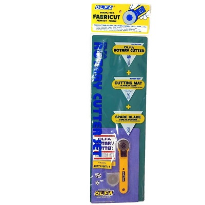 Olfa Cutting Mat 17in X 6 & Olfa Rotary Cutter & Replacement Blade Starter Set 