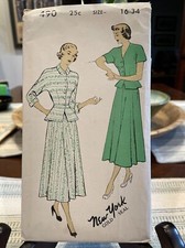 Vintage New York Pattern 1940’s Day Dress 490 16-34 SALE