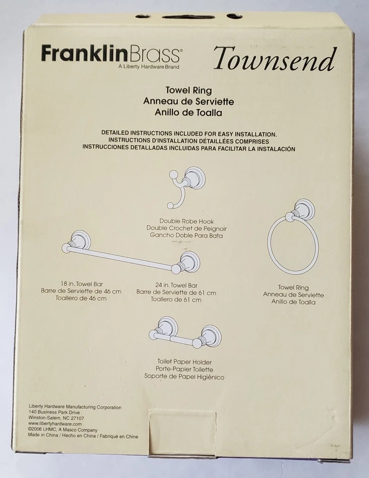 Franklin Brass Towel Ring Set (2 Rings) Satin Nickel / White 63672SNW New In Box - Image 4 of 4