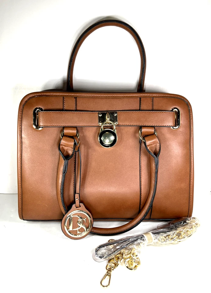 Bolso de hombro Dasein grande marrón imitación cuero estructurado Foto 2 de 4