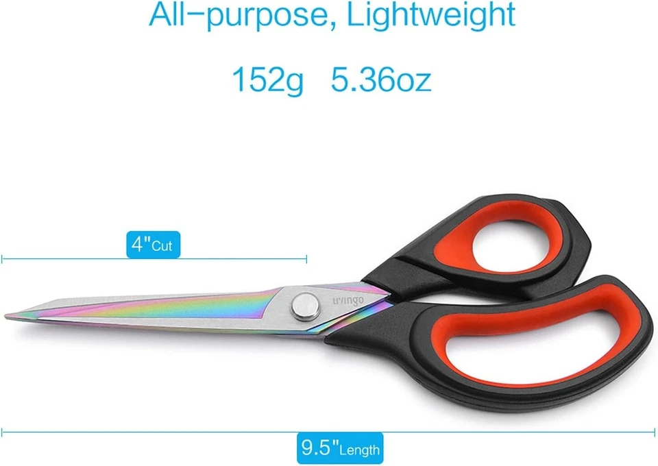 Premium Tailor Scissor 9.5" Titanium-Coated Stainless Steel Multi-Purpose Shears - Image 2 of 4