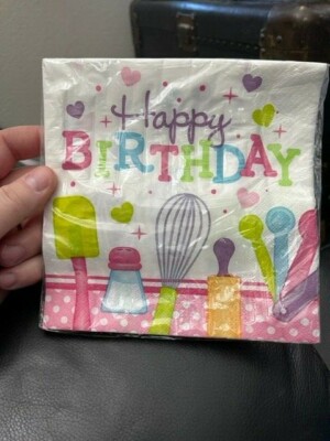 Creative Converting Little Chef Happy Birthday Luncheon Napkins, Multicolor New!