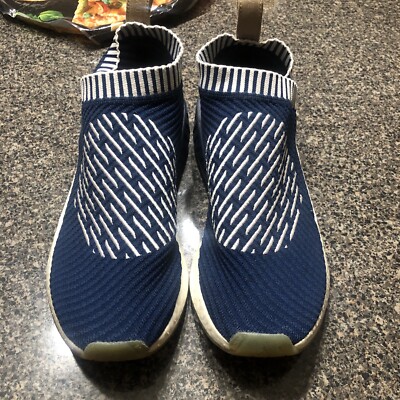ADIDAS BOOST NMD PrimeKnit Patterned Stretch Blue Slip On Sneakers Mens 10  | eBay