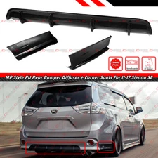 For 11-17 Toyota Sienna SE JDM MP Style PU Rear Bumper Diffuser + Corner Spats 