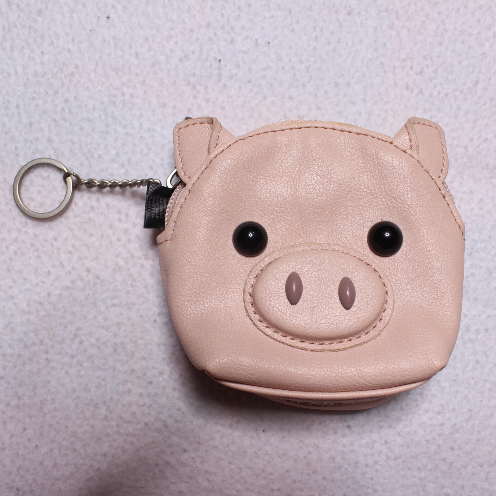 Cute Pink Faux Leather Pig Face Coin Pouch Keychain Wallet with Animal Design