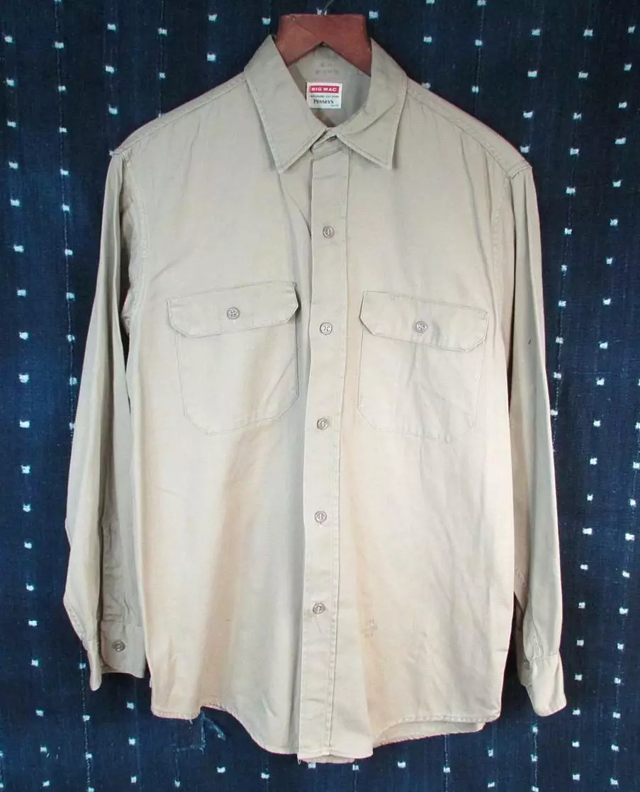 Vintage 1950s Big Mac Penneys Sanforized Work Shirt Utility Tan/Khaki Workwear