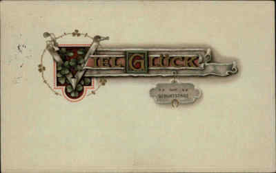 Gruss GEBURTSTAG Birthday Postcard 1912 ''Viel Glück'' AK gelaufen in Berlin