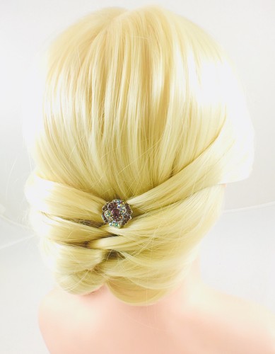 ROSE Magnet Hair Clip Rhinestone Crystal Hairpin mini Barrette Flower Brown 1-4 - Picture 5 of 7
