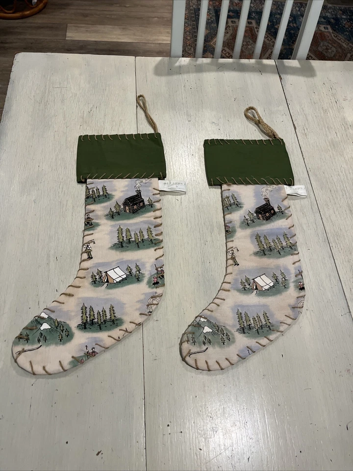 小屋圣诞长袜中西部大炮瀑布季节~露营~木材 2 件套 — 第 3/4 张图片