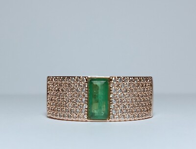 Bomb Party Ring Size 10 Rose Gold Plated Emerald Fused Genuine Quartz