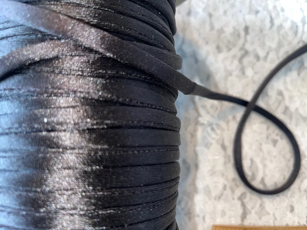 5 yards BLACK shiny satin cord cording spaghetti strap tube corset