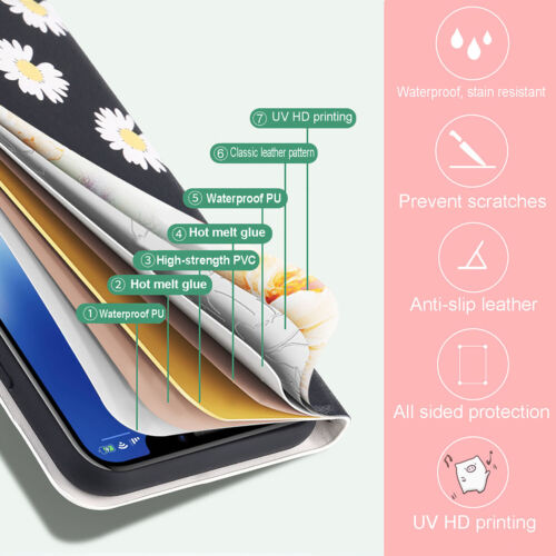 Para Samsung Galaxy S24 S23 A54 Flor Cuero PU Billetera Tarjeta Abatible Soporte Estuche - Imagen 5 de 34