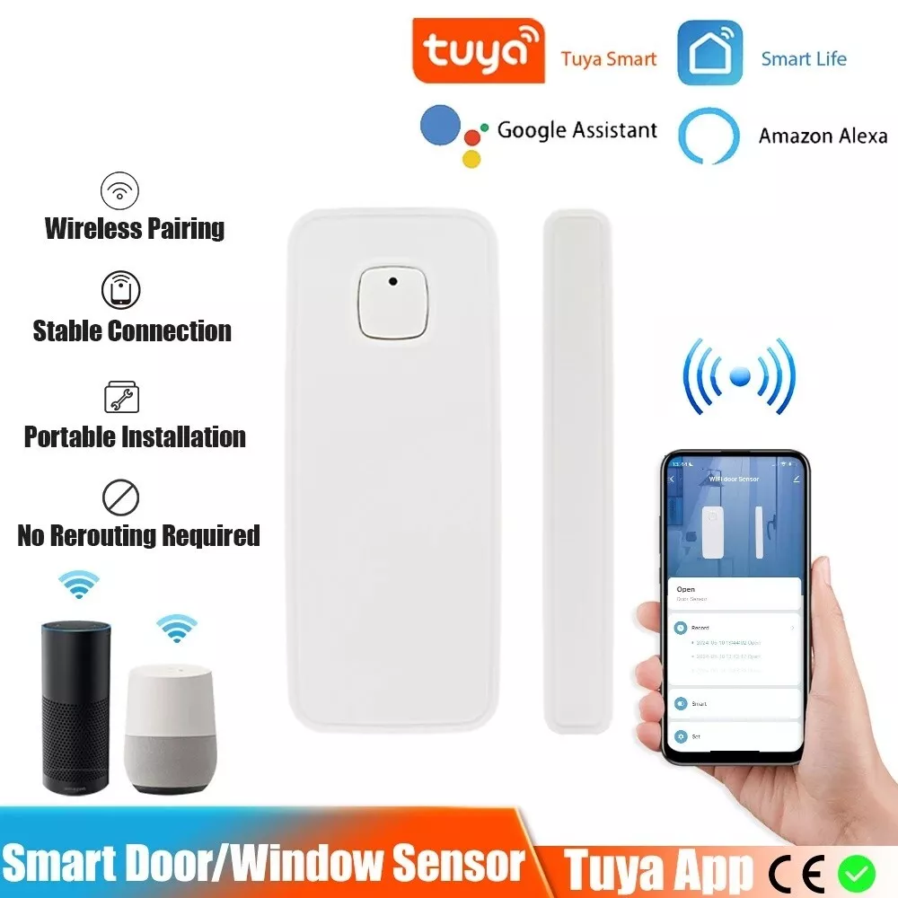 Tuya Wifi Door Window Sensor Smart Home Security Alarm Detector Alexa Google - Picture 1 of 15