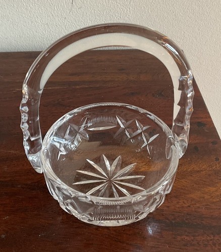 Vintage Crystal Pressed Glass Basket with Handle - Picture 5 of 6