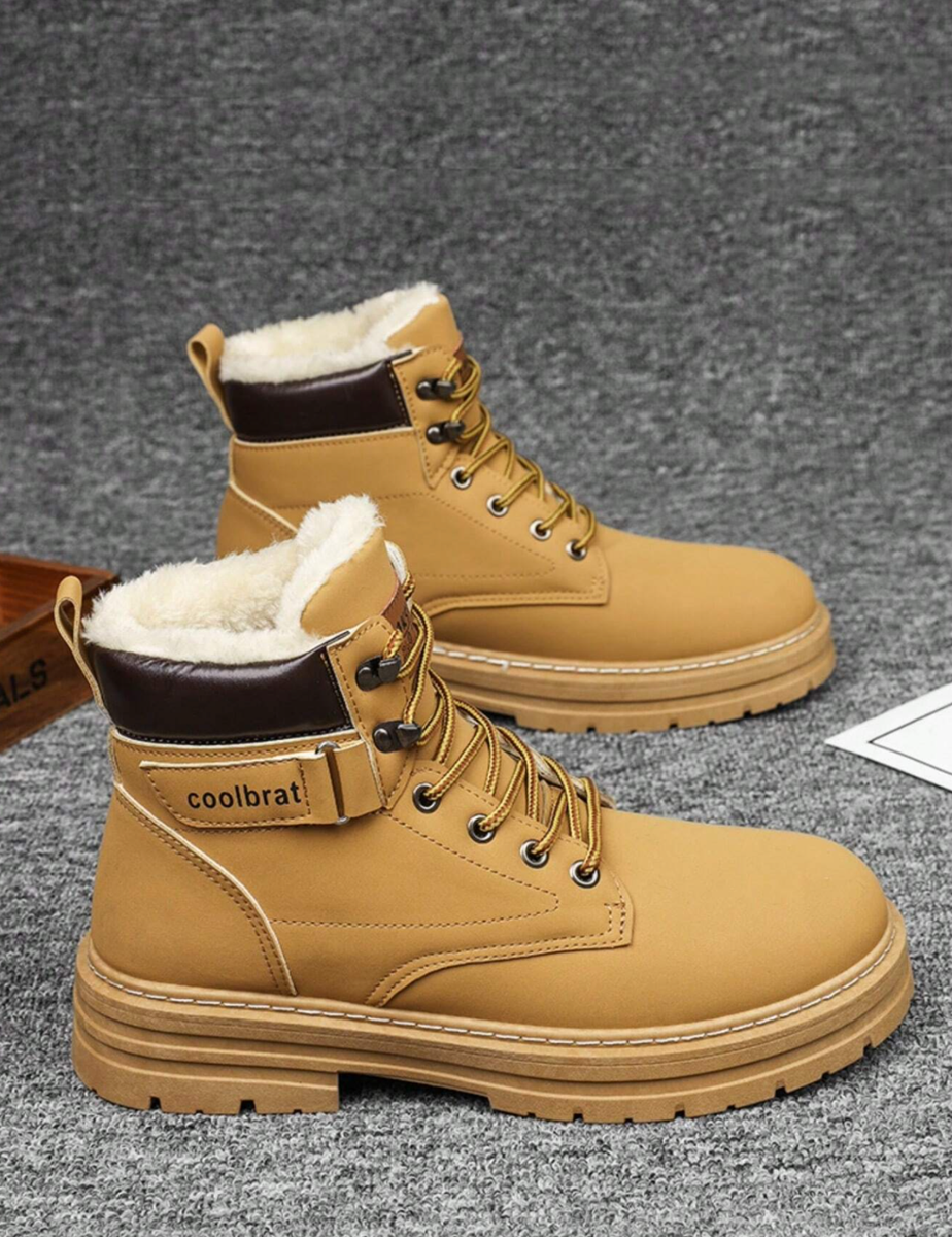 Botas Amarillas en Cuero Piel de Hombre Zapatos Para Nieve Impermeables  Invierno