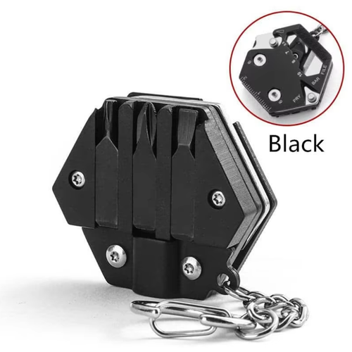 Multifunctional Hexagon Coin EDC Tool Folding Knife Keychain Screwdriver Pocket - Picture 11 of 11