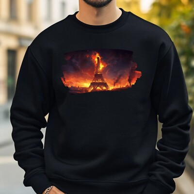 Eiffelturm in Flammen Sweatshirt Kuschelig und Perfekt für jeden Anlass Sbis4XL