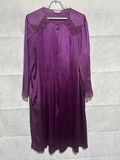 Vintage Vanity Fair Purple Nylon Button Up Robe Dress Gown House Coat Sz. Large
