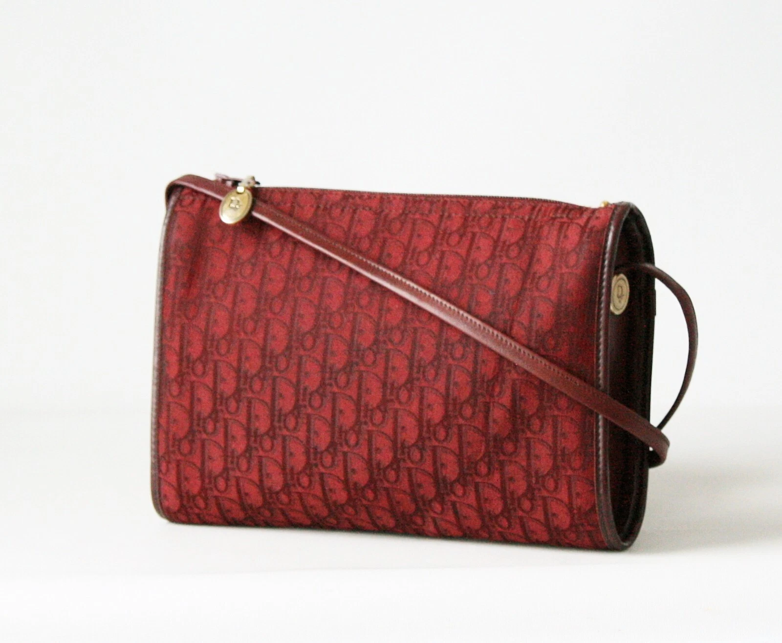 Sac bandoulière bandoulière Christian Dior toile rouge oblique