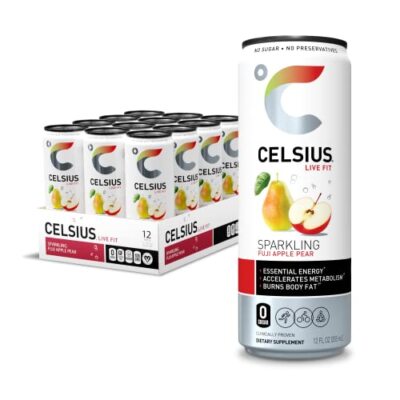 CELSIUS Sparkling Fuji Apple Pear Functional Essential Energy Drink 12 Fl Oz ...