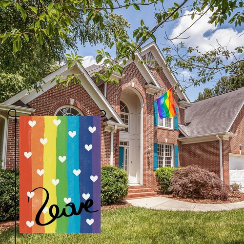 Pride Garden Flag Outdoor Vertical Double Sided LGBTQ Love Heart Rainbow Flag... - Picture 6 of 7