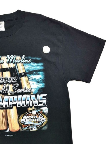 Vintage Florida Marlins 03 World Series Champions Tee Black Size L Mens T Shirt - Picture 10 of 11