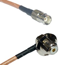 RG400 BNC FEMALE to UHF Female Angle Bulkhead RF Cable FAST-SHIP LOT