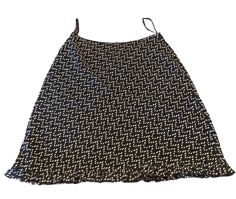 Falda Inc. 100 % seda negra/beige punto volantes. Cremallera lateral talla 8 Foto 2 de 4