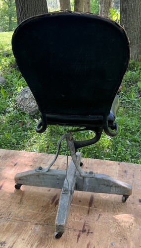 Antique Industrial Cast Iron Folding Chair On Wheels Folk Art Railroad Train Car - Picture 7 of 17